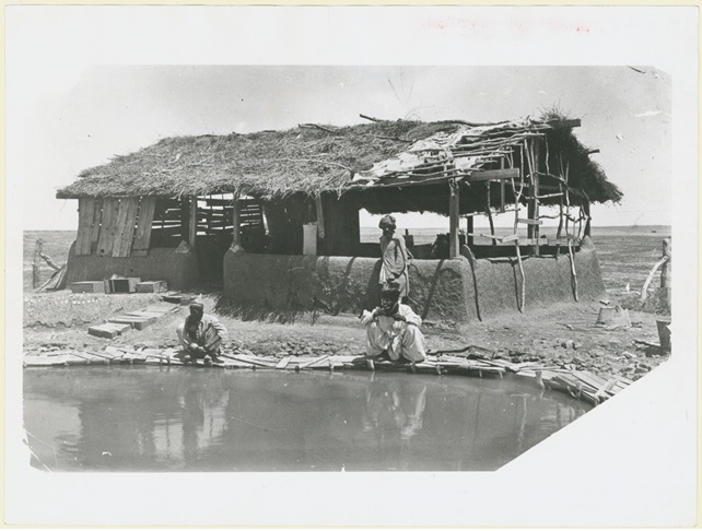 The Mosque at Hergott Springs, circa 1884. The pool in the foreground was used by worshippers for washing their feet before entering the Mosque. Photo credit: Library of South Australia